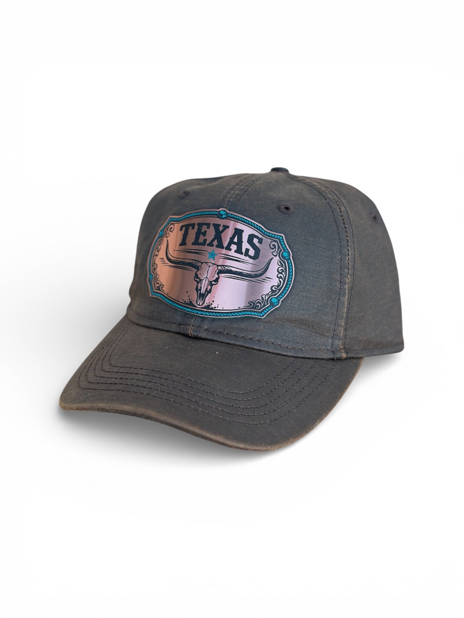 Gray cap with 'Texas' and a deer design on a white background