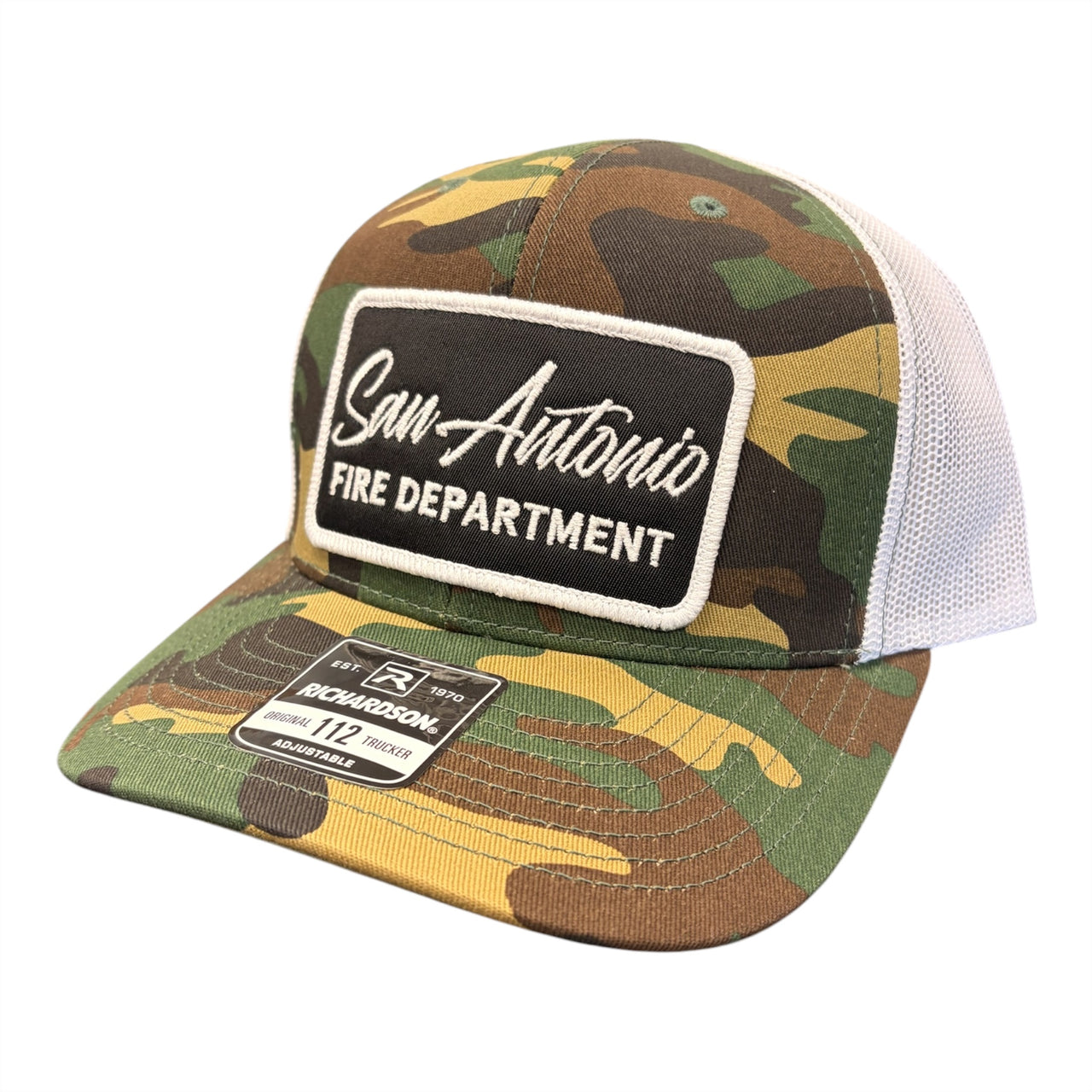 San Antonio Fire Department Script Camo Trucker Hat